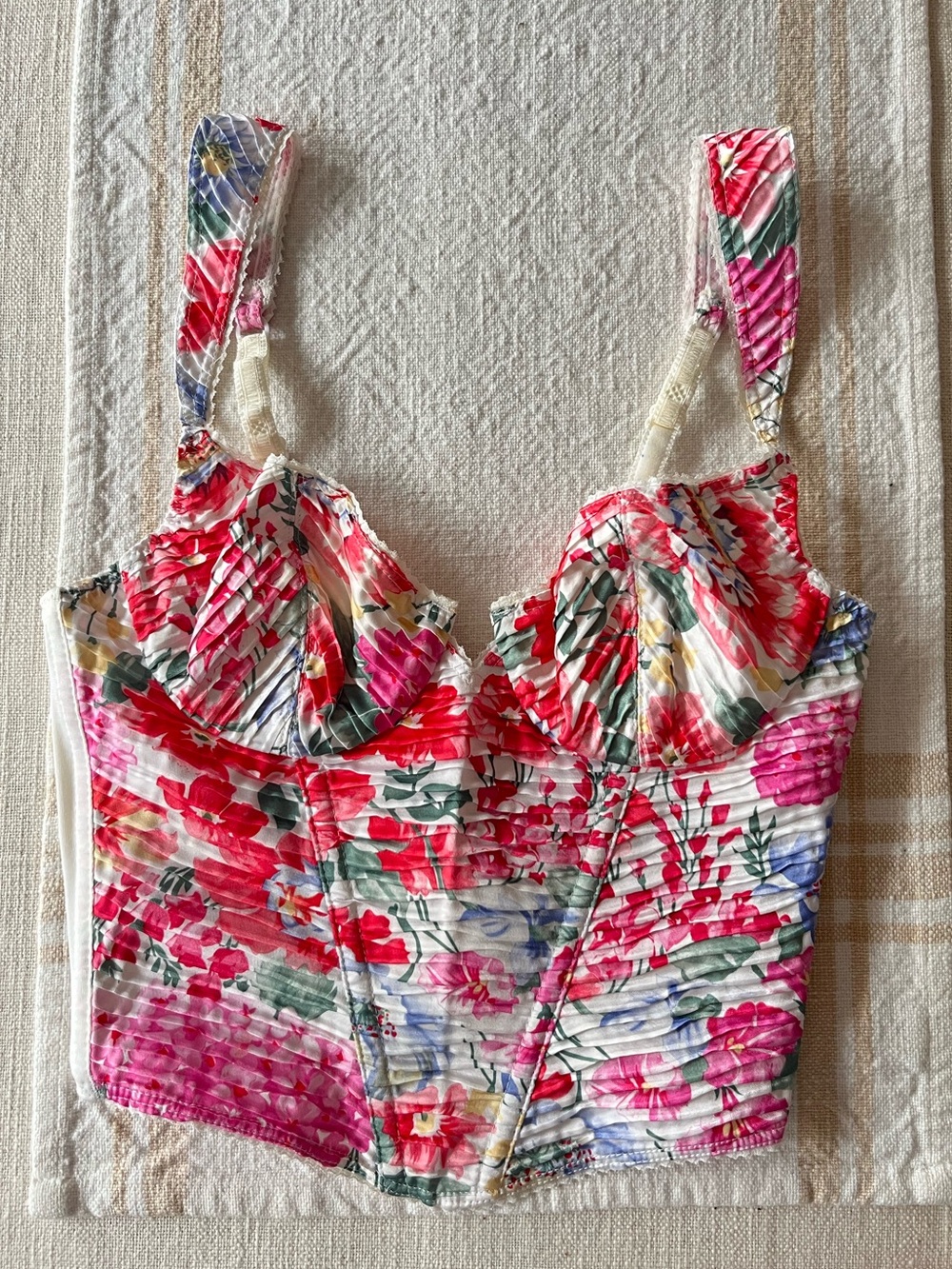 Vintage Lily of France Floral Ruched Bustier Top